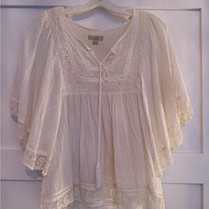 Forever 21 Women's White Lace Boho Top, Size Small